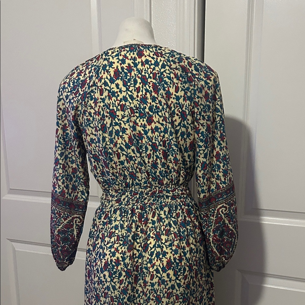 Anthropologie Boemo  Floral Long Sleeve Dress - Red and Blue - Picture 7 of 14